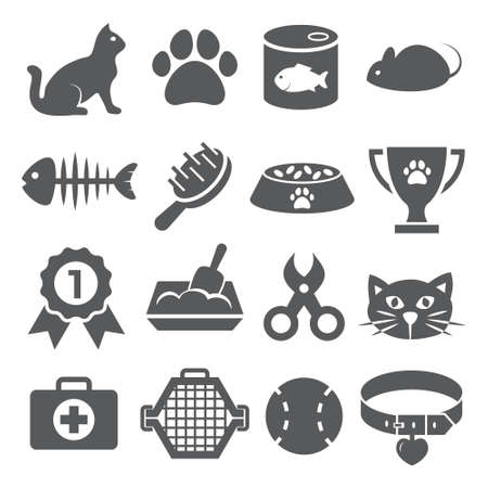 Cat icons set on whiteのイラスト素材