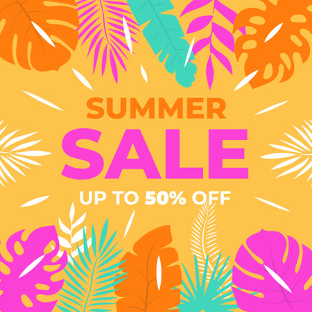 Summer sale Background with tropicalのイラスト素材