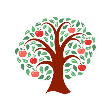 Apple tree on white backgroundのイラスト素材