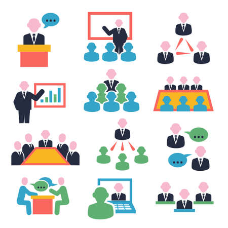 Conference and meeting icons onのイラスト素材