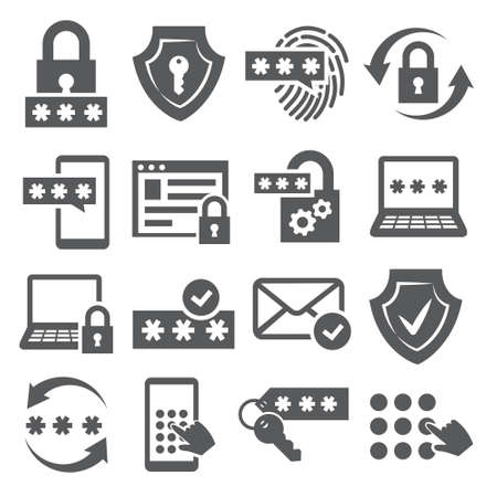 Password icons set on whiteのイラスト素材