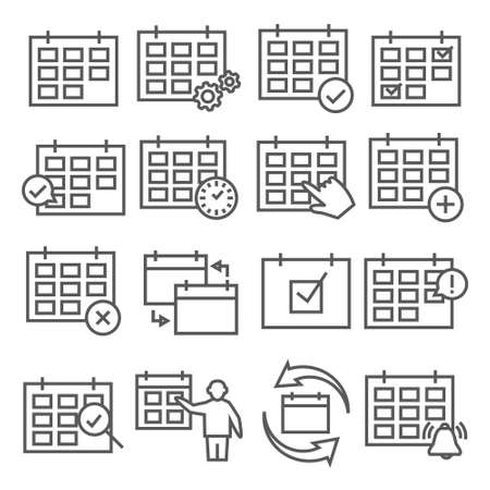 Calendar line icons set onのイラスト素材