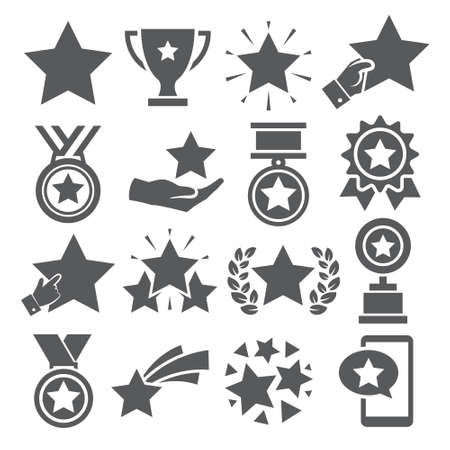 Star icons set on whiteのイラスト素材