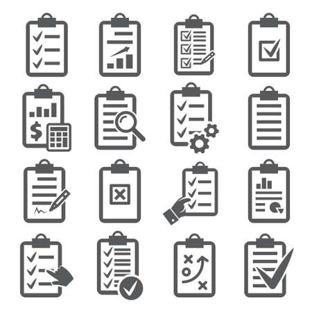 Clipboard icons set on whiteのイラスト素材