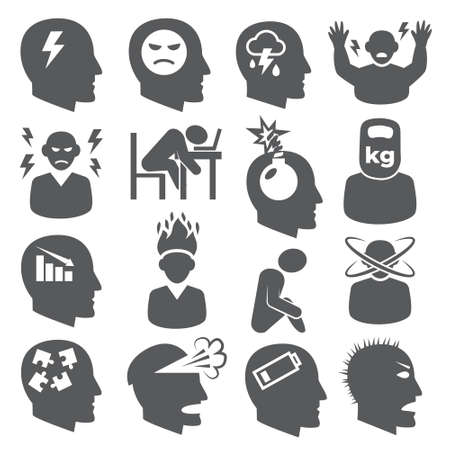 Stress icons set on whiteのイラスト素材