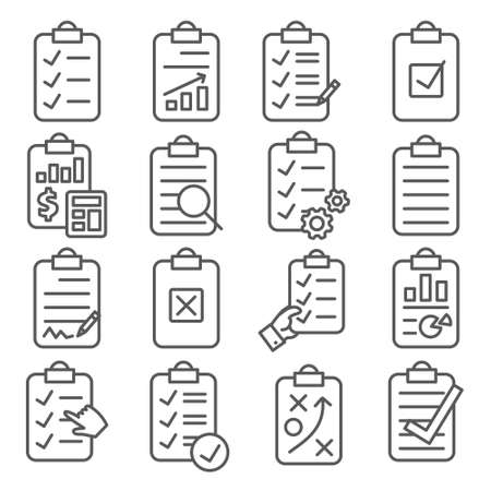 Clipboard line icons set onのイラスト素材