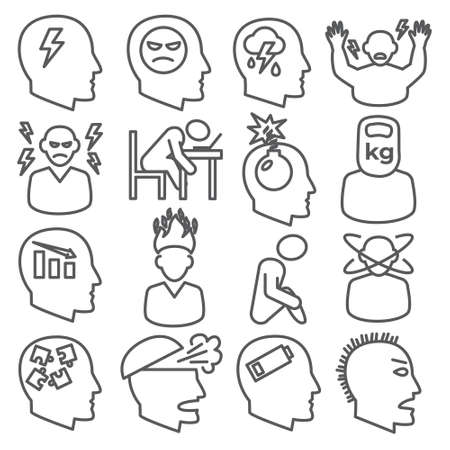 Stress line icons set onのイラスト素材