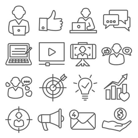 Blogger line icons set onのイラスト素材