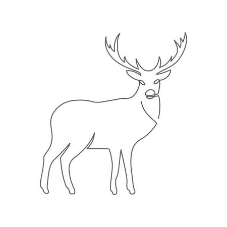 Deer One line drawing onのイラスト素材