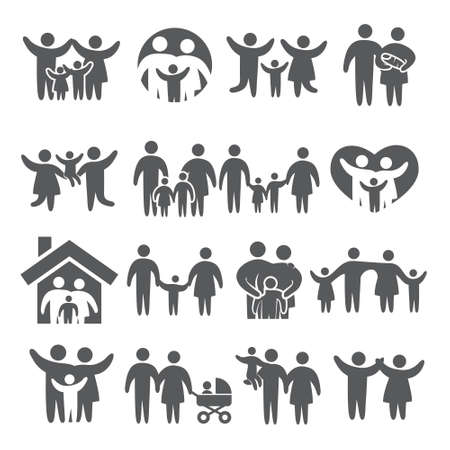 Family icons set on whiteのイラスト素材
