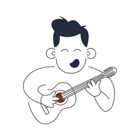 Music Man holds guitar Musicのイラスト素材