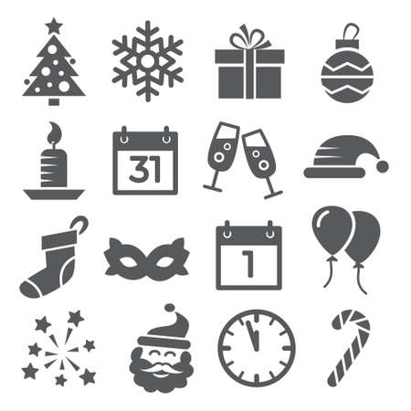 New Year icons on whiteのイラスト素材