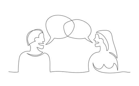 Talk. One line drawing. Vectorのイラスト素材