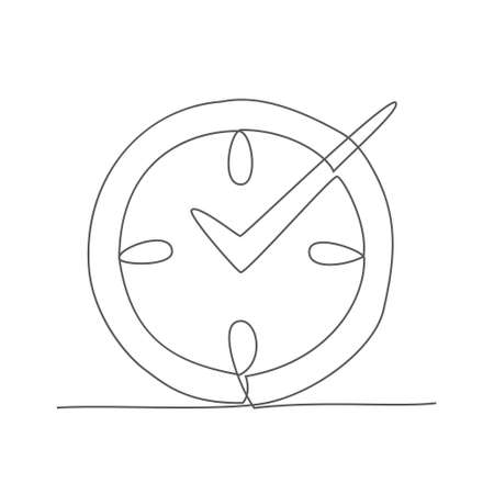 Clock. One line drawing. Vector
