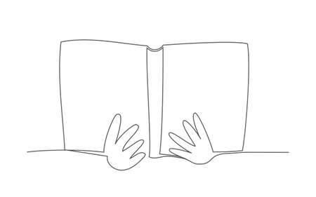 Book. One line drawing. Vectorのイラスト素材