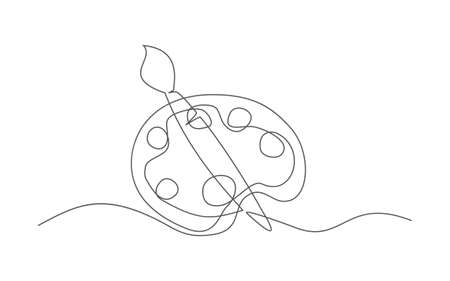 Palette. One line drawing. Vectorのイラスト素材