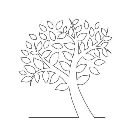 Tree. One line drawing. Vectorのイラスト素材
