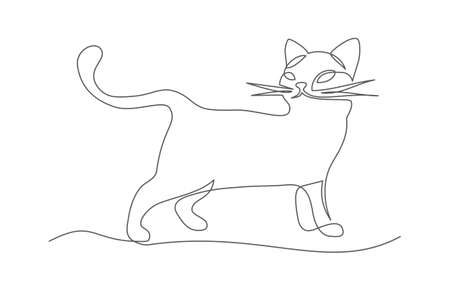 Cat. One line drawing. Vectorのイラスト素材