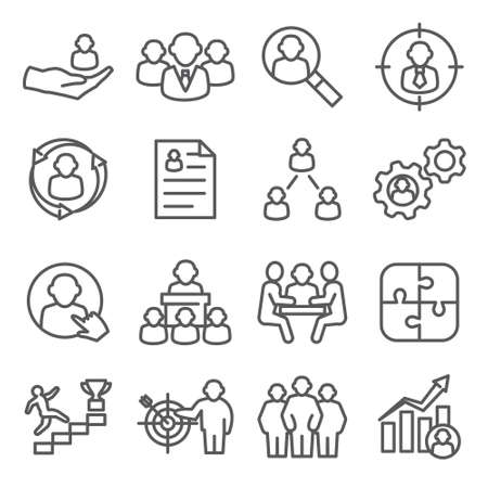 Employee line icons set onのイラスト素材
