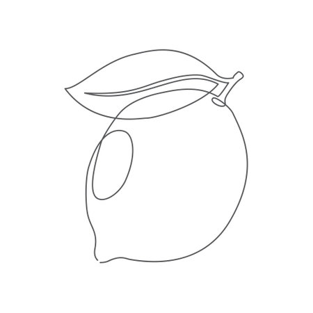 Lemon. One line drawing. Vectorのイラスト素材