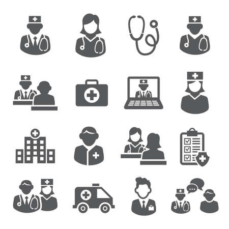 Doctor icons set on whiteのイラスト素材