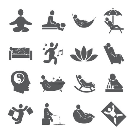 Relax icons set on whiteのイラスト素材