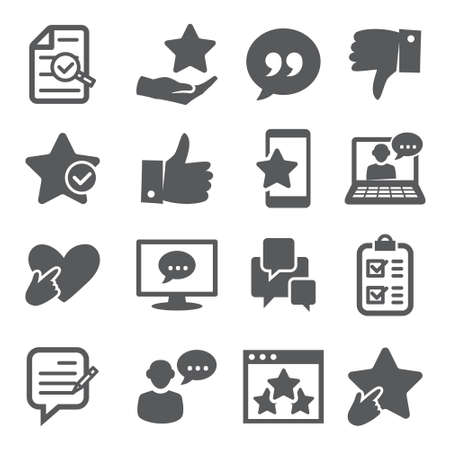 Review icons set on whiteのイラスト素材
