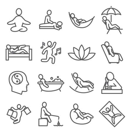 Relax line icons set onのイラスト素材