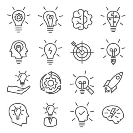 Innovation line icons set onのイラスト素材