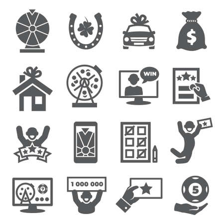 Lottery icon set on whiteのイラスト素材