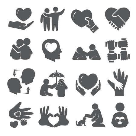 Empathy icon set on whiteのイラスト素材