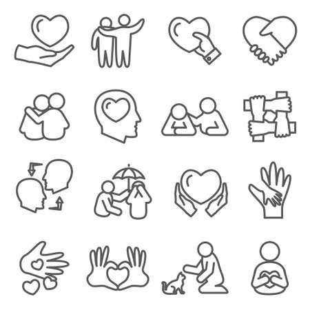 Empathy line icon set onのイラスト素材