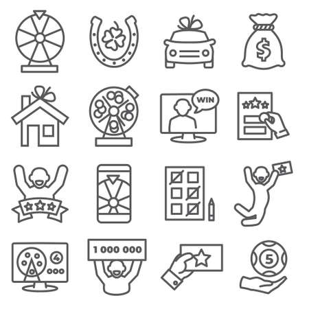 Lottery line icon set onのイラスト素材