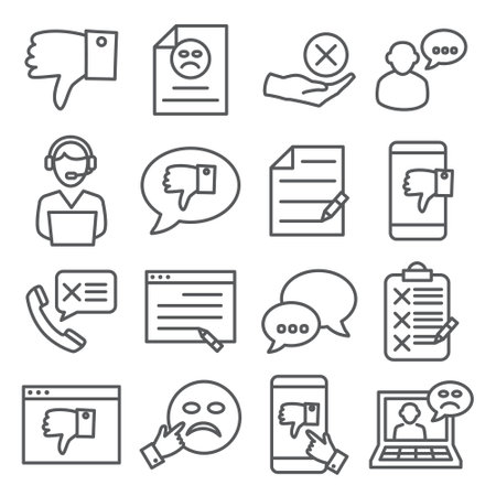 Complaint line icons setのイラスト素材