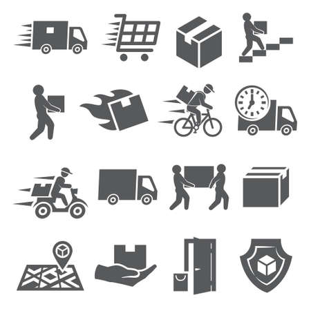 Delivery icons set on whiteのイラスト素材