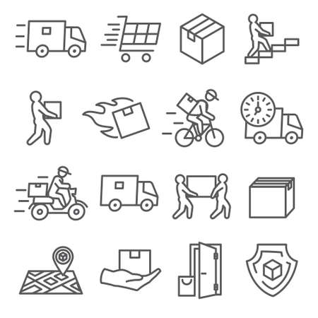 Delivery line icons set onのイラスト素材