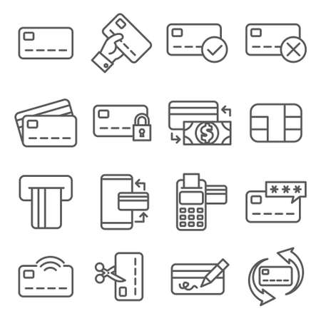 Credit Card Line Icon Setのイラスト素材