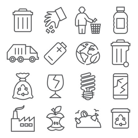 Garbage Line Icons set onのイラスト素材