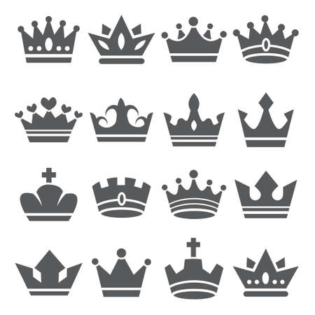 Crown set icon on whiteのイラスト素材