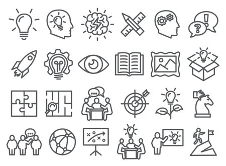 Creative line icons set onのイラスト素材