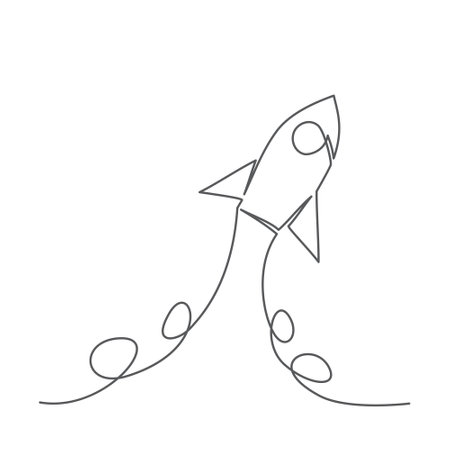 Rocket One line drawing. Conceptのイラスト素材