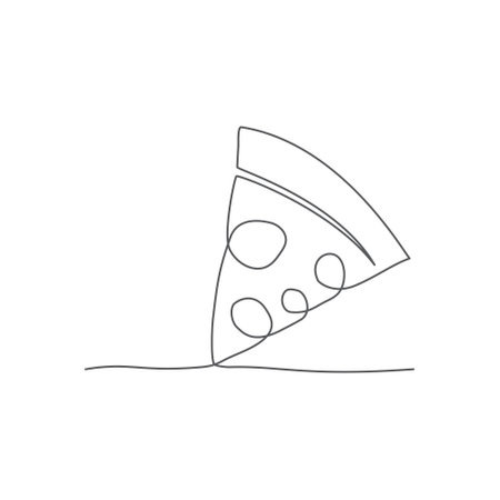 Pizza One line drawing on white backgroundのイラスト素材