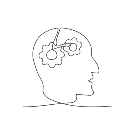 Knowledge One line drawing on white backgroundのイラスト素材