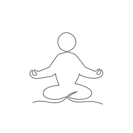 Yoga One line drawing on white backgroundのイラスト素材