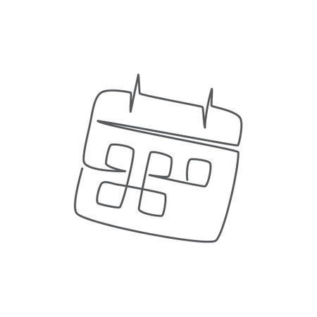 Calendar One line drawing on white backgroundのイラスト素材