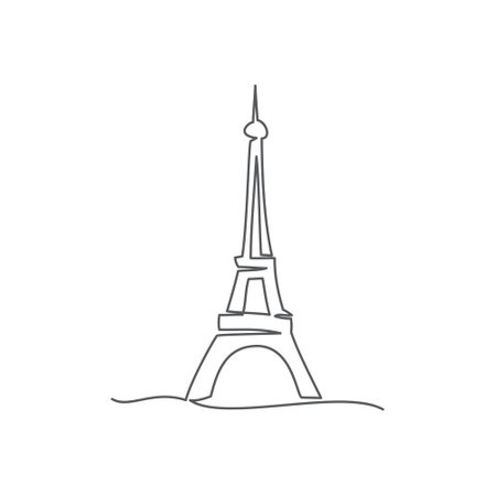 Eiffel tower One line drawing on whiteのイラスト素材