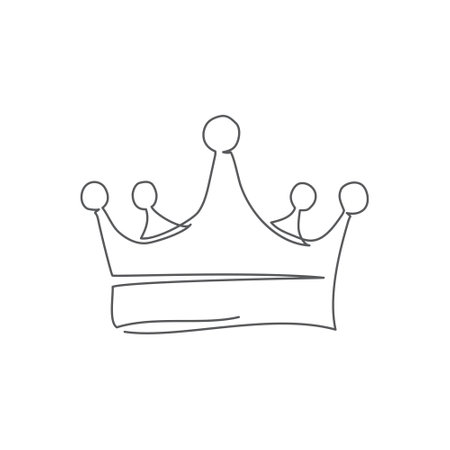 Crown One line drawing on white backgroundのイラスト素材