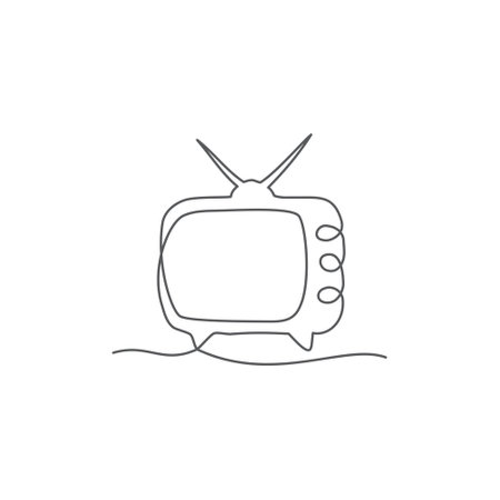 TV One line drawing on white backgroundのイラスト素材