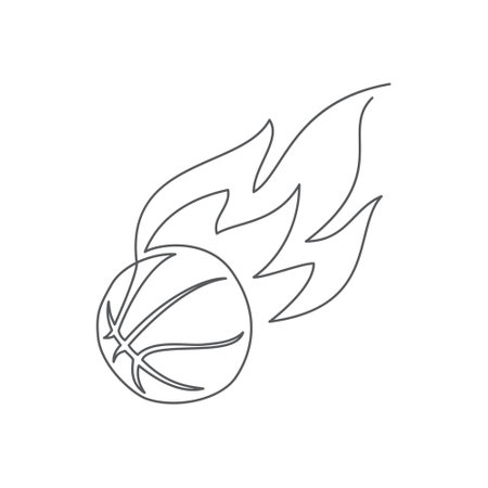 Basketball One line drawing isolated on whiteのイラスト素材