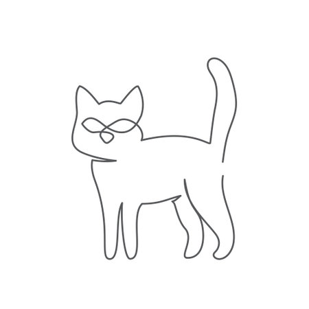Cat One line drawing on white backgroundのイラスト素材